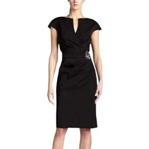 Tadashi Shoji Women's Black Cocktail Formal Cocktail Dress Petite 6P Beaded